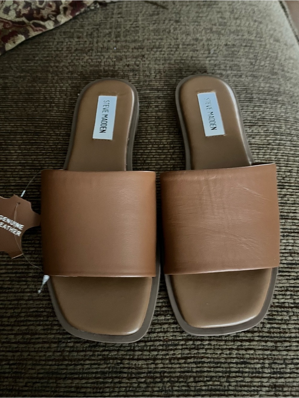 Steve Madden Brown Wide-Band Slide Sandals